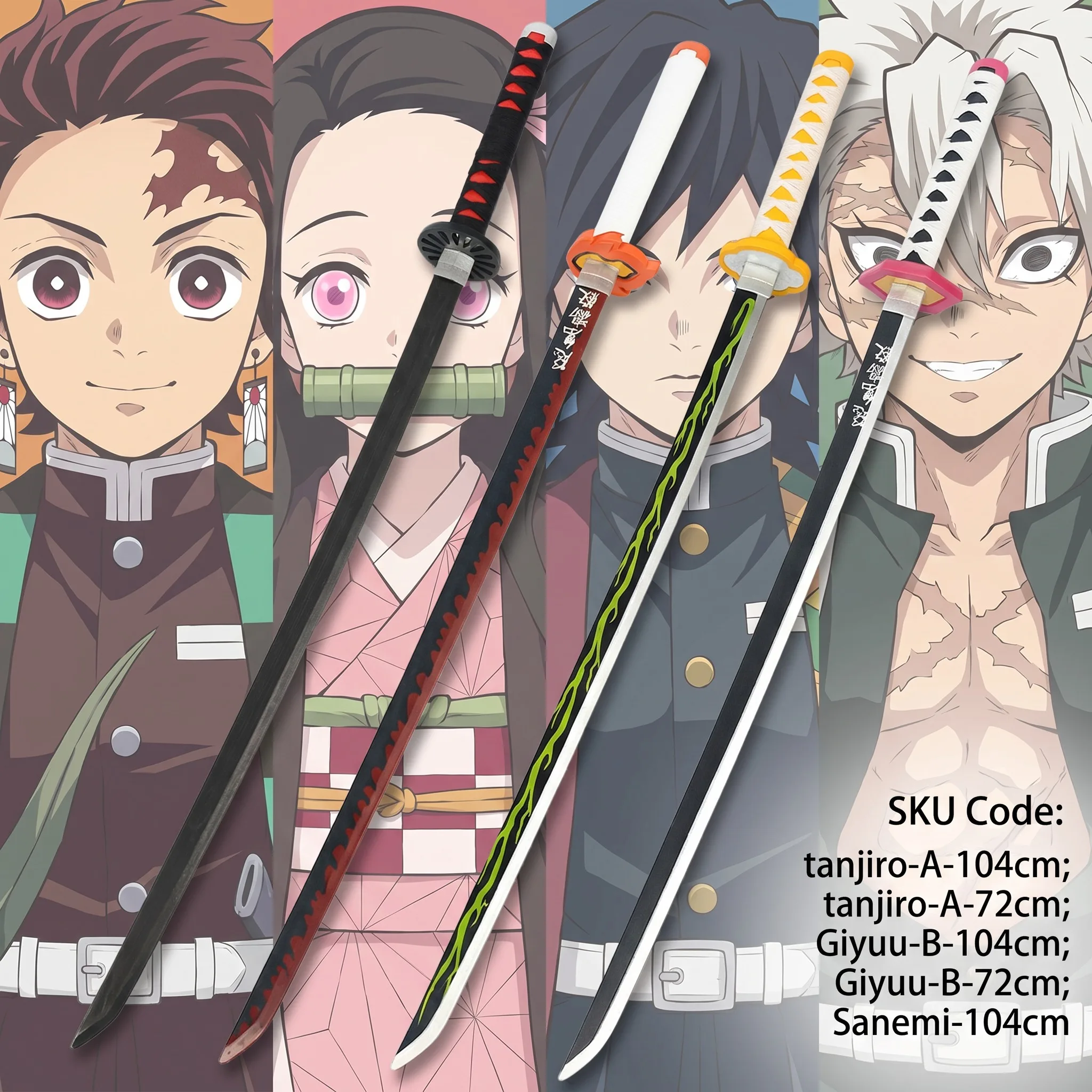 Anime Cosplay Katana - Меч-катана «Истребитель демонов» (72/104 см) для