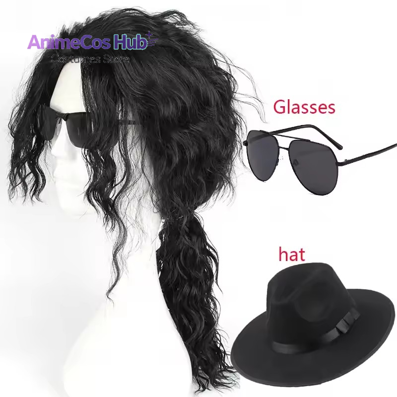 Anime Cosplay Long Black Hair - Аниме-косплей Майкла Джексона, черный парик для
