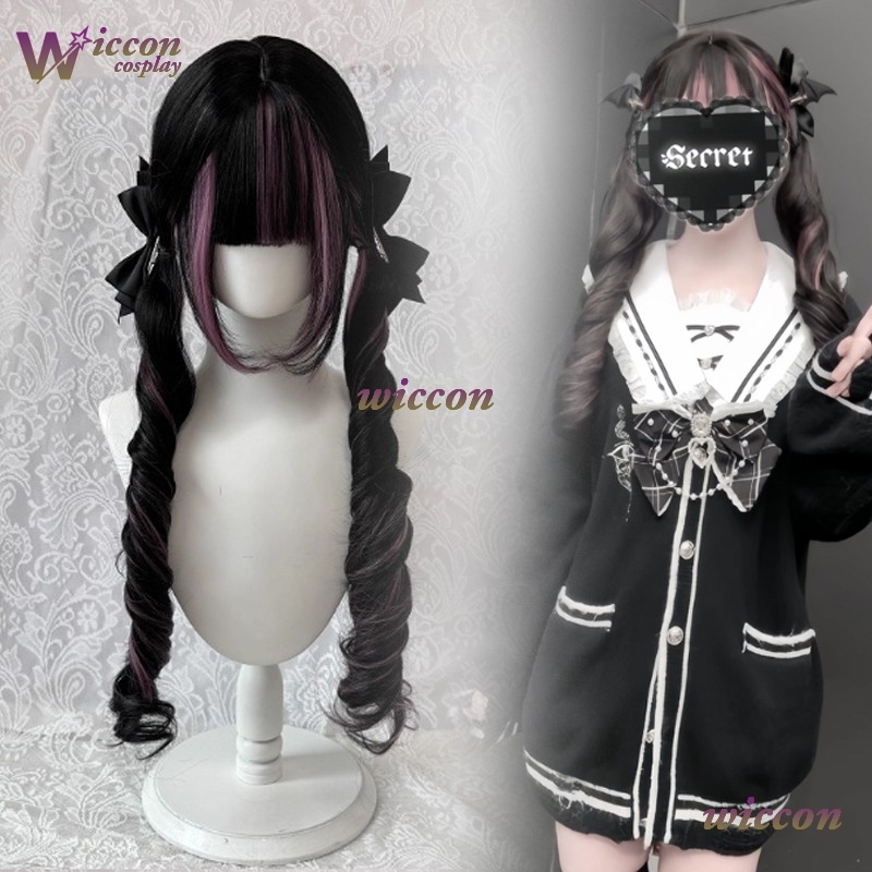 Комикс ‌ Черный парик с розовы – обзор и цена Anime Cosplay Long Black Hair